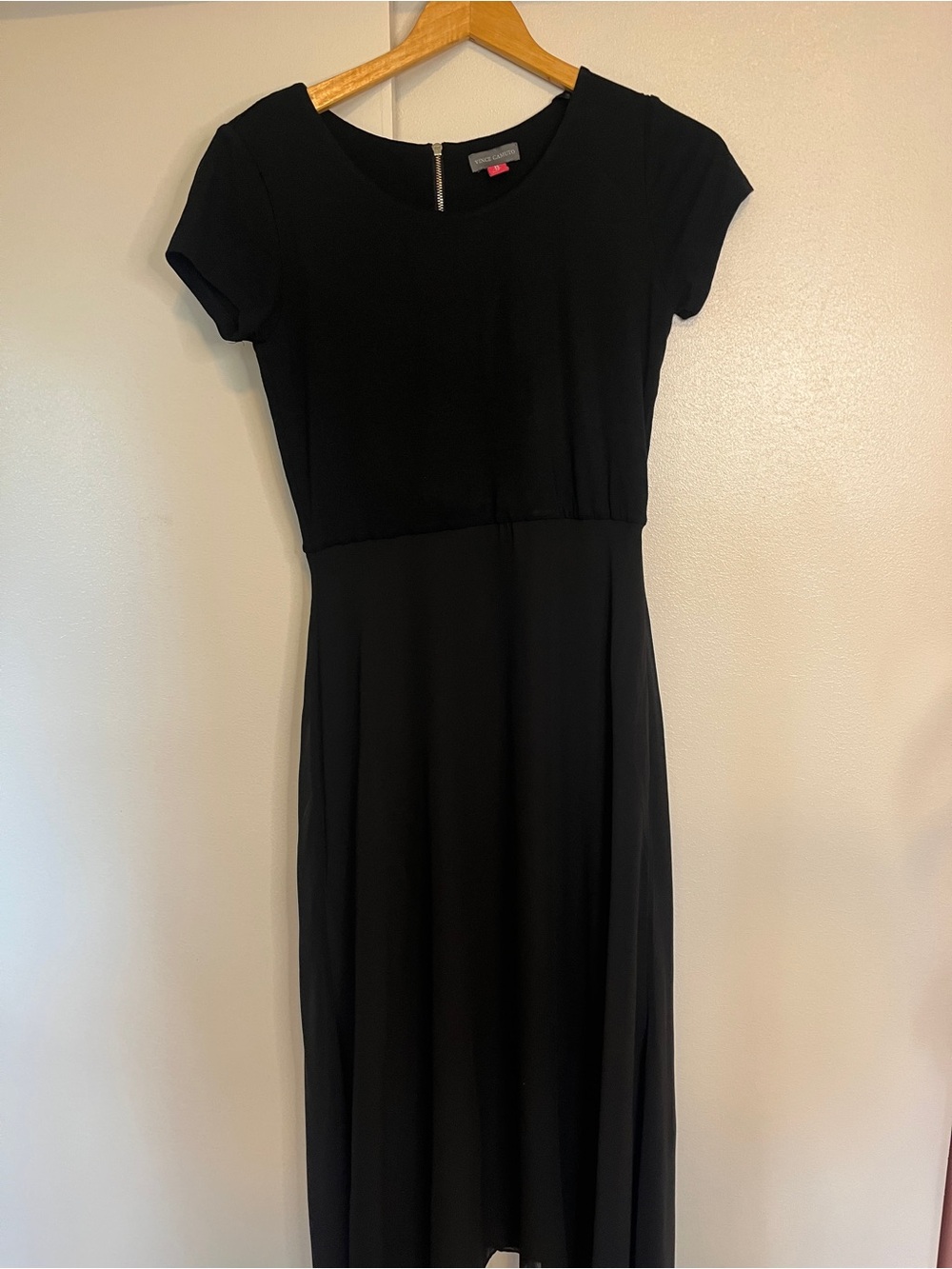 Vince Camuto Black Asymmetrical Hem Midi Dress